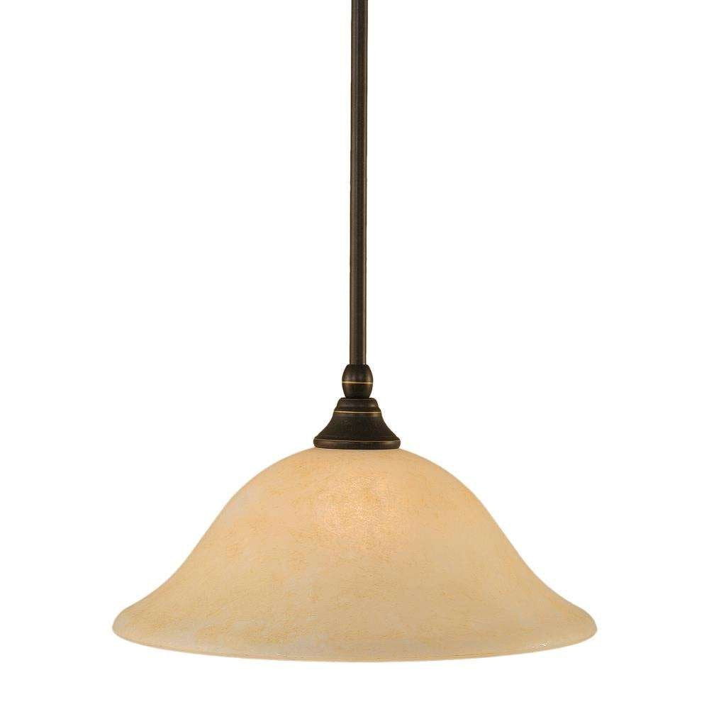 Toltec Lighting 23-Dg-523 Stem Mini Pendant With Hang Straight Swivel With 12&quot; Amber Marble Glass, Dark Granite Finish