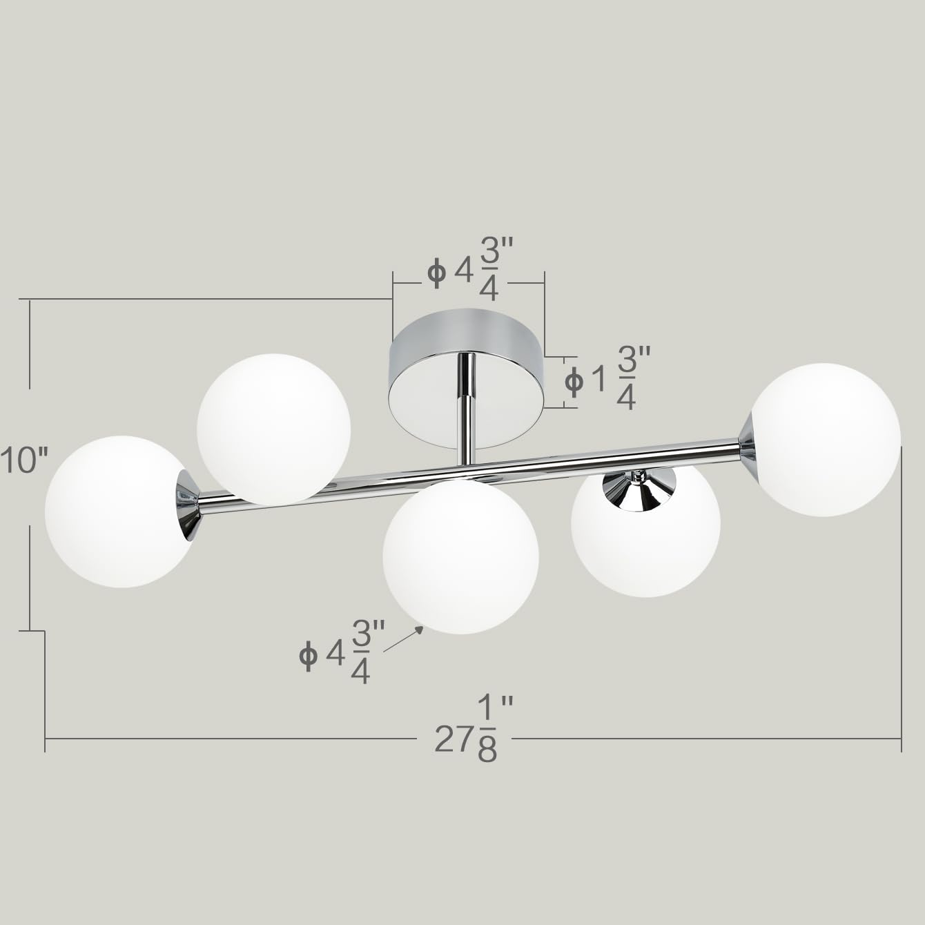 ArtMoonlight 5-Light Bathroom Vanity Lights, Dimmable LED, Chrome Finish, Frosted Glass, Model 012L3000WARM