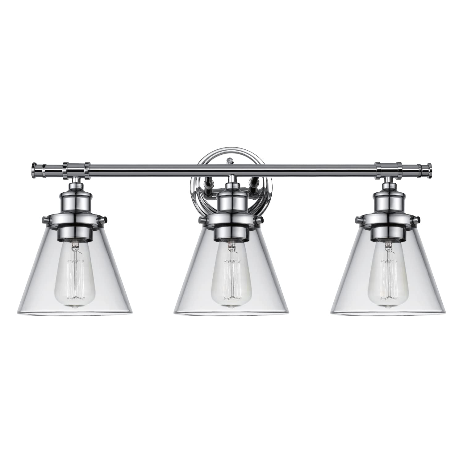 Globe Electric 51445 3-Light Vanity Light, Chrome, Clear Glass Shades, Bulb Not Included