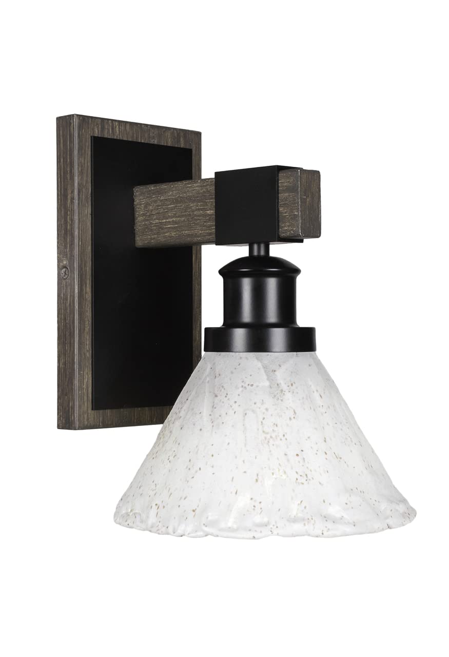 Tacoma - 1 Light Wall Sconce-10 Inches Tall And 7 Inches Wide-Black/Painted Wood Finish-Italian Ice Glass Color