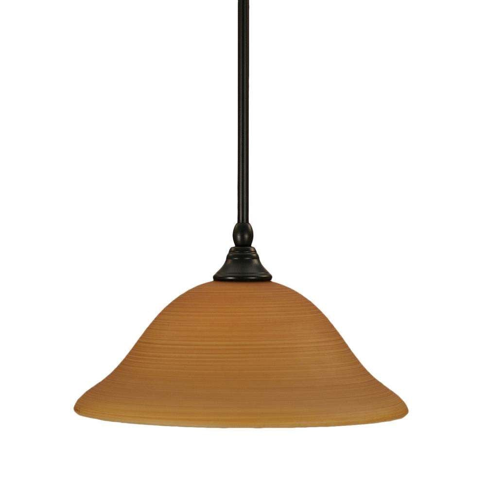 Toltec Lighting 23-Mb-624 Stem Mini Pendant With Hang Straight Swivel With 12&quot; Cayenne Linen Glass, Matte Black Finish