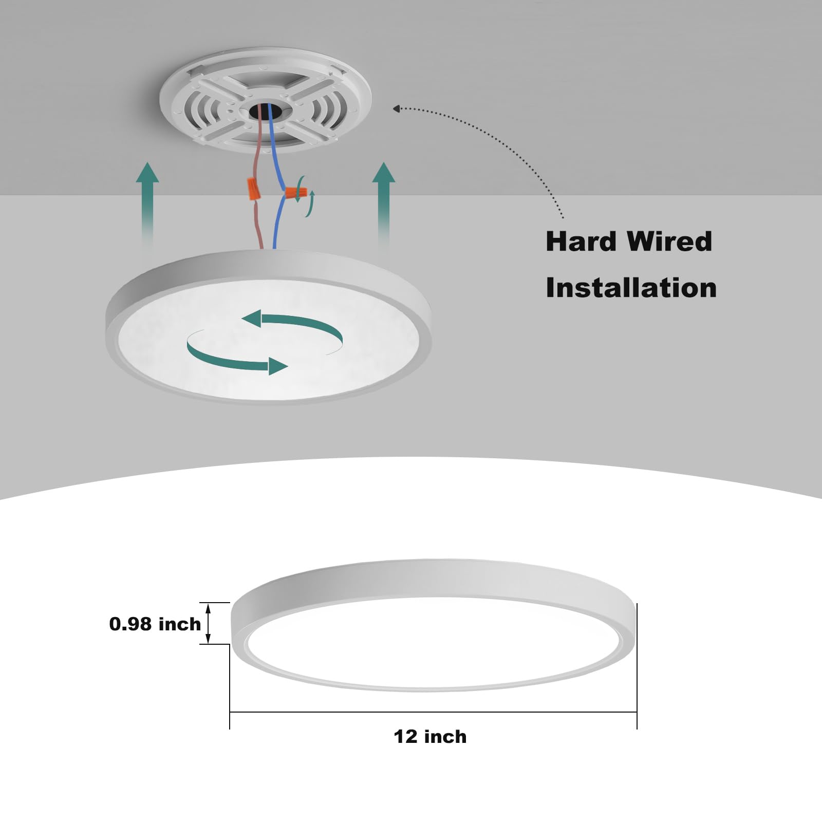 2 Pack Zsyubo 12 Inch Motion Sensor Ceiling Light Wired,24W Flush Mount Light Fixture Round, Motion Sensor Light Indoor For Clos