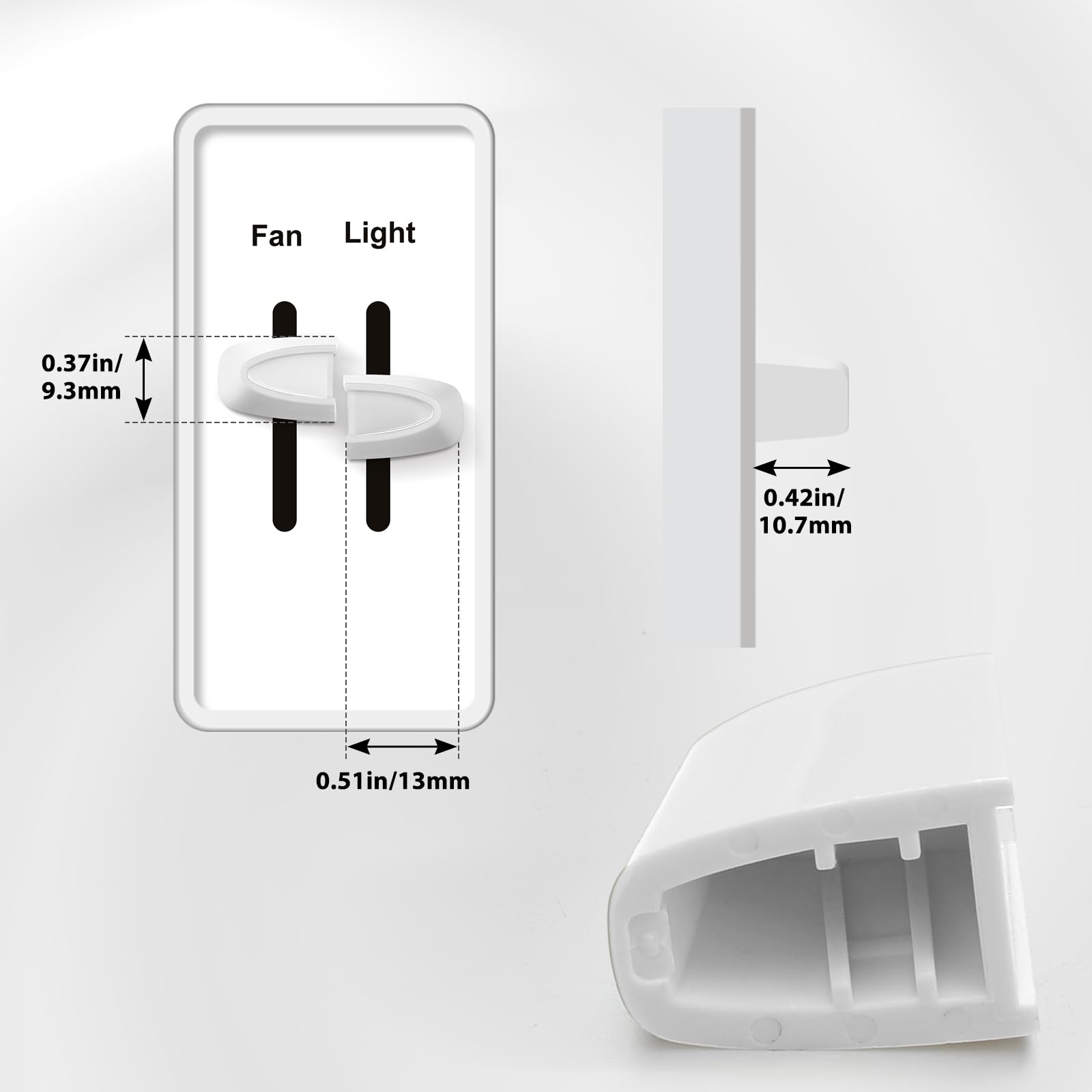 Hoolerry Dimmer Switch Knob Replacement Set - 8 Pcs, White, Plastic, Compatible with Lutron Skylark Fan Speed & Light Control, Model WL-Hoolerry-3621