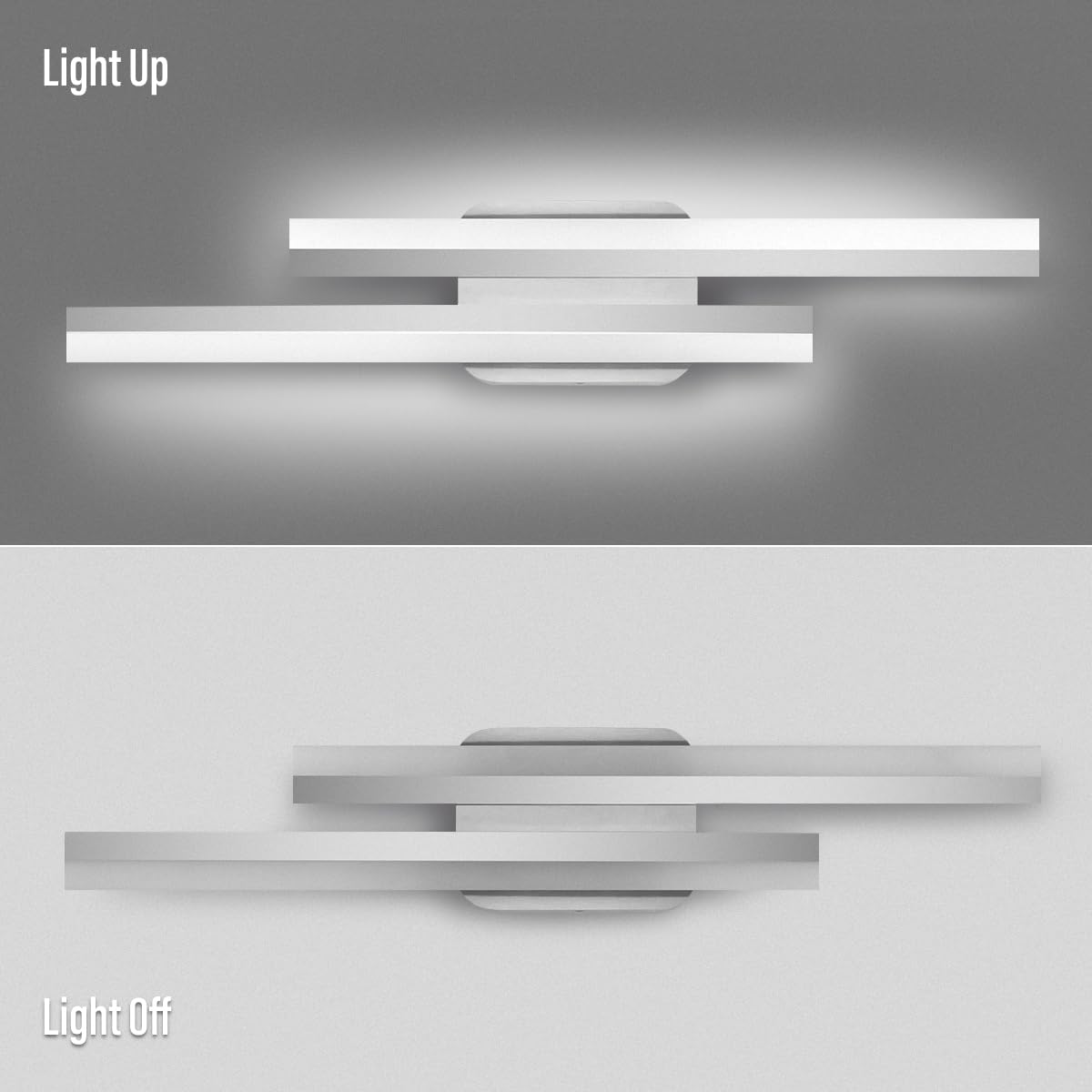 Yarra-Decor 24 Inch LED Bathroom Vanity Light Bar, Nickel, Stainless Steel, Daylight White 6000K, Model MB005-1A-S