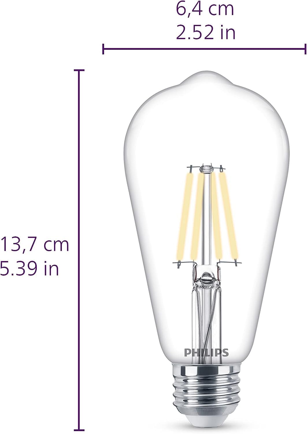Philips Led Vintage Flicker-Free Clear Spiral St19 Bulb - Soft White 2700K - 4 Pack - 75W- 800 Lumen - E26 Base - Dimmable - Eye