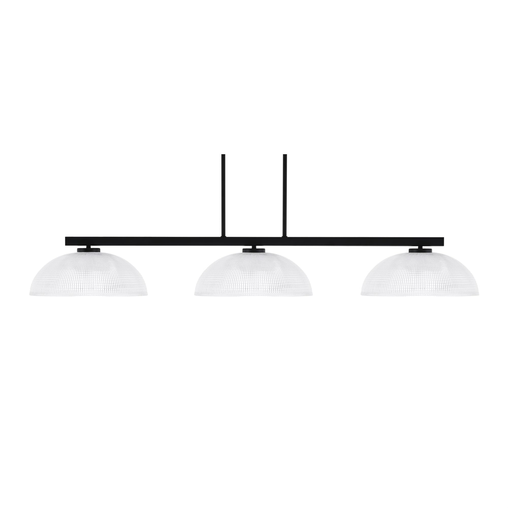 Toltec Lighting Atlas 3 Light Bar - Matte Black Finish, 13in Clear Ribbed Glass