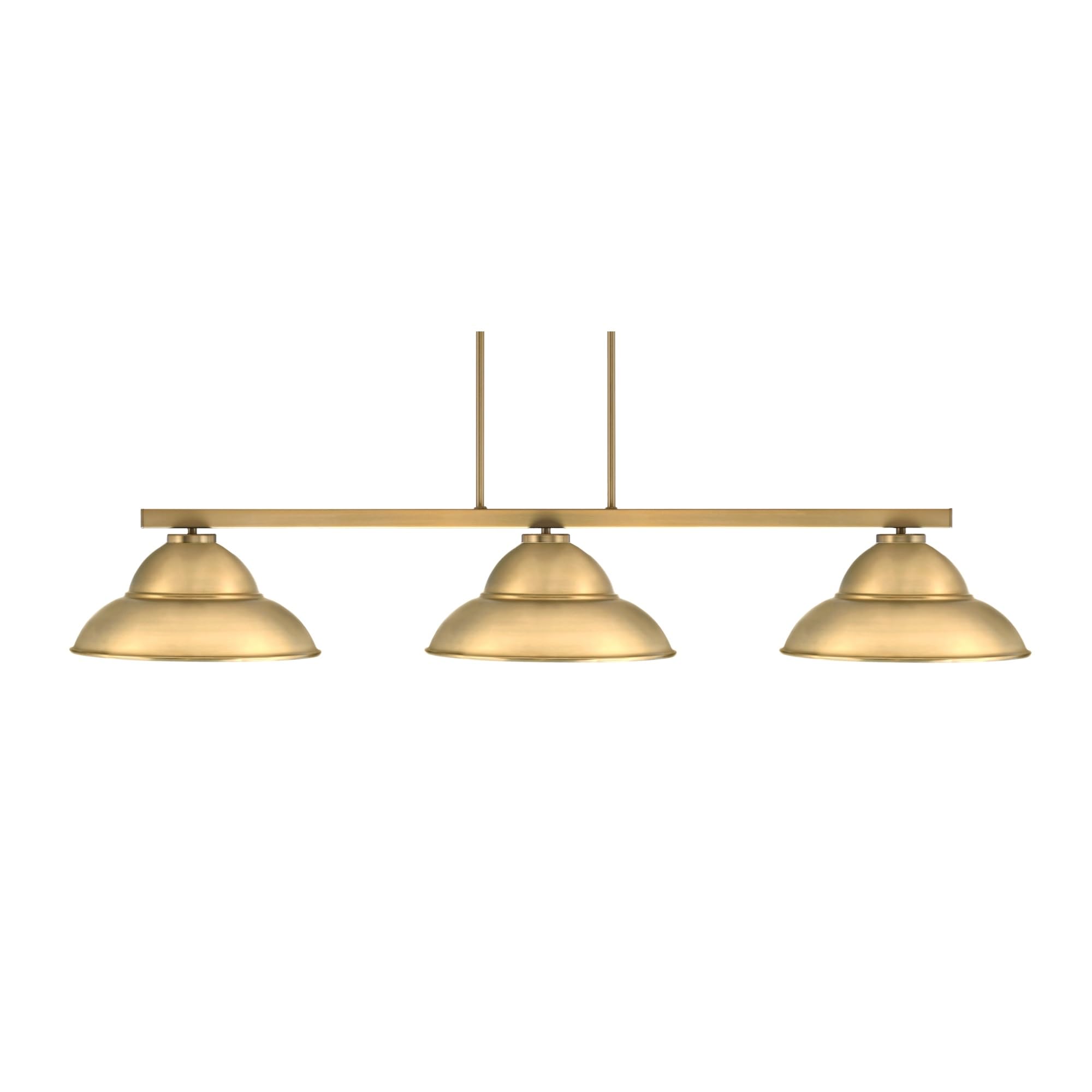 Toltec Lighting Atlas 3 Light Bar, New Age Brass Finish, Double Bubble Metal Shades, 13in