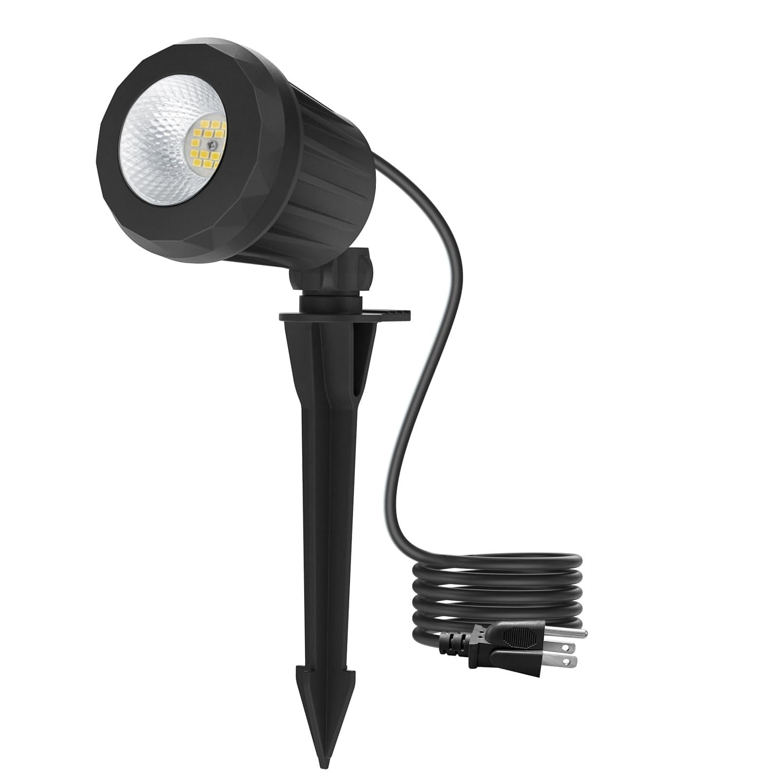Holeva LED Landscape Spot Lights, 2700K Warm White, IP67 Waterproof, 120V Plug-in, Black, 1 Pack