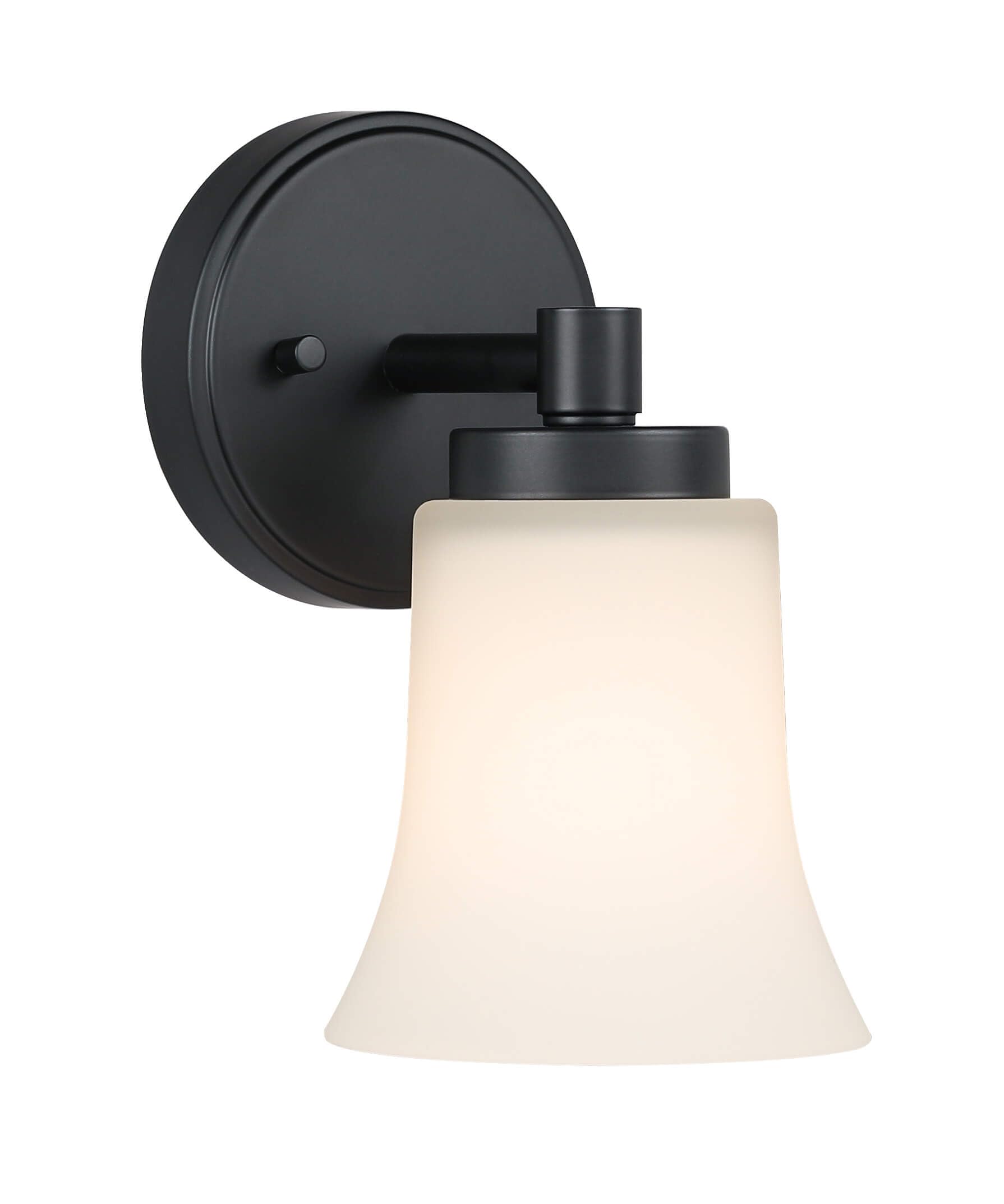 XiNBEi Lighting Wall Sconce, 1 Light Black Glass Vanity Wall Light for Bathroom & Hallway XB-W1235-1-MB