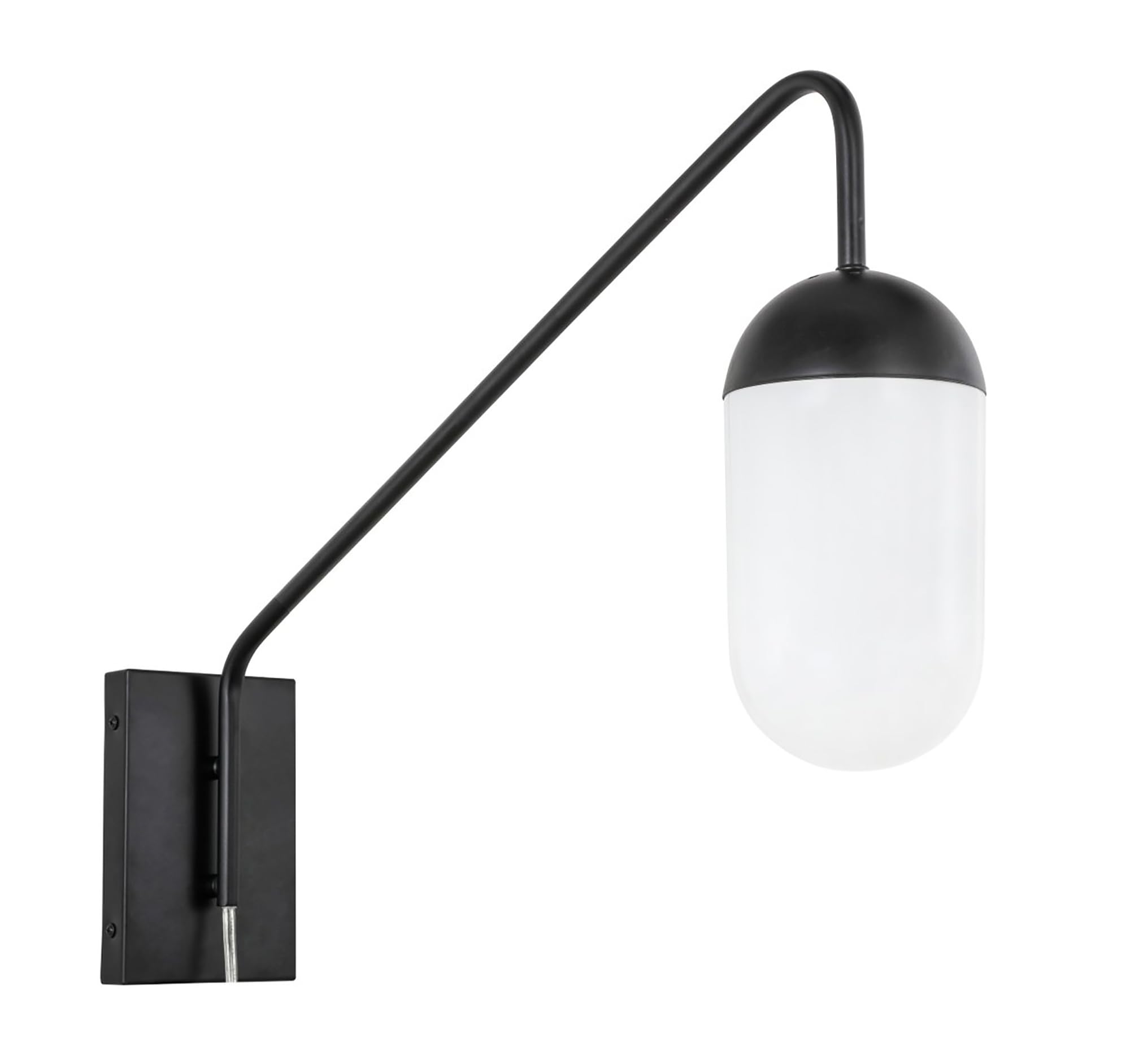 Living District Kace 1-Light Glass & Metal Wall Sconce in Black/Frosted White