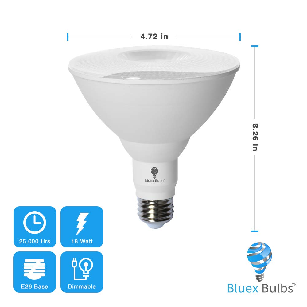 Bluex Bulbs LED Par38 Flood Light Bulb - 18W (120W Equivalent) - Dimmable - Blue - 2 Pack
