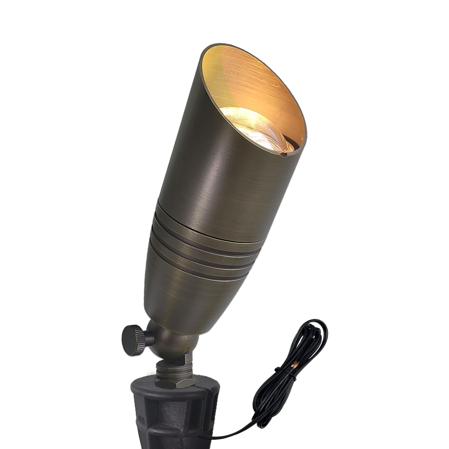 COLOER Die-cast Brass Landscape Spotlights Outdoor  12V AC/DC Low Voltage Christmas Landscape Lighting Fixture  IP65 Waterproof Garden Patio Trees Directional Spot Uplight(102B 1-Pack Without Bulb)