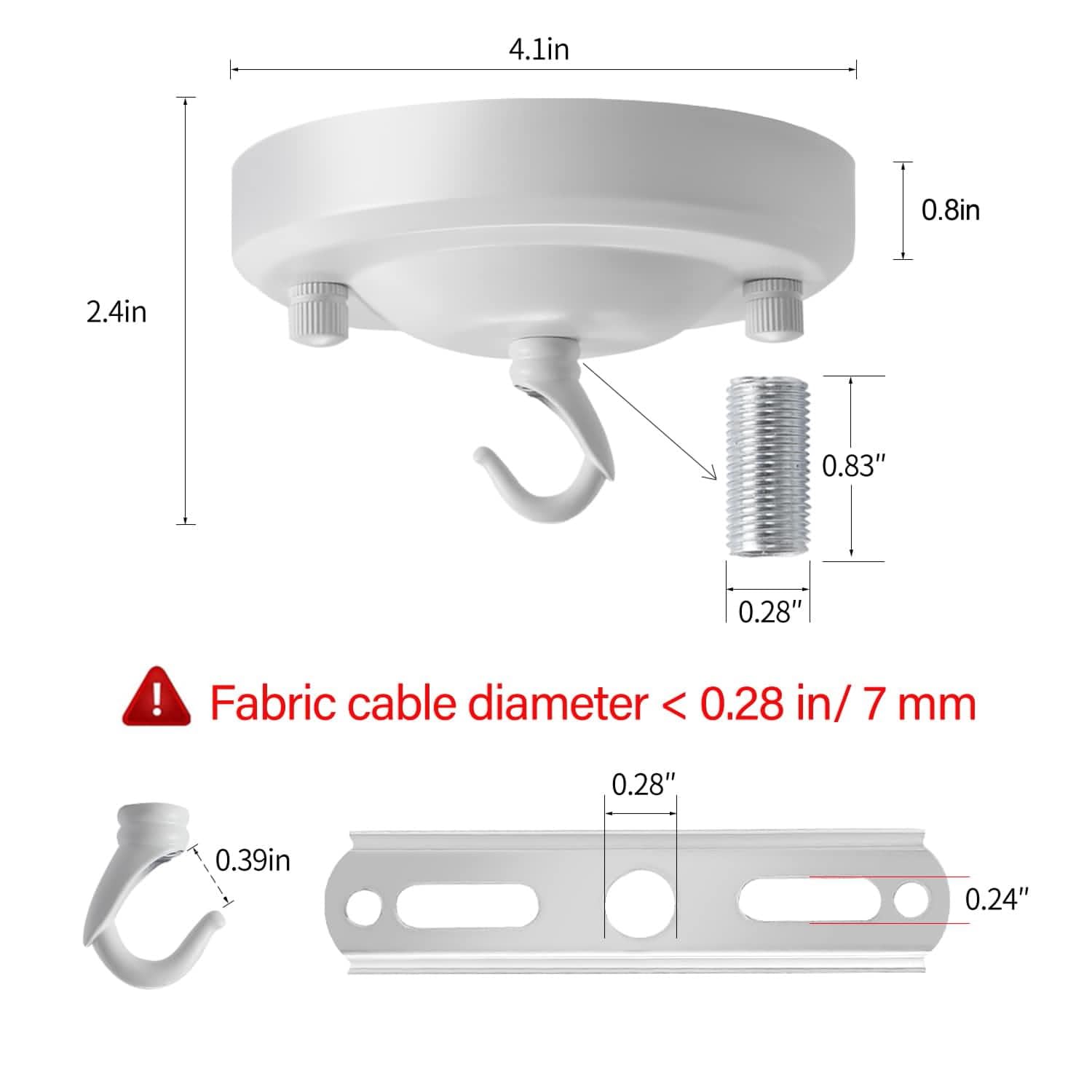 Haultop Light Canopy Kit White, 4.1In Chandelier Canopy With All Mounting Hardware, Chandelier Hook For Pendant Light, Max Load 22Lbs, Chandelier Canopy Kit For Hanging Plants