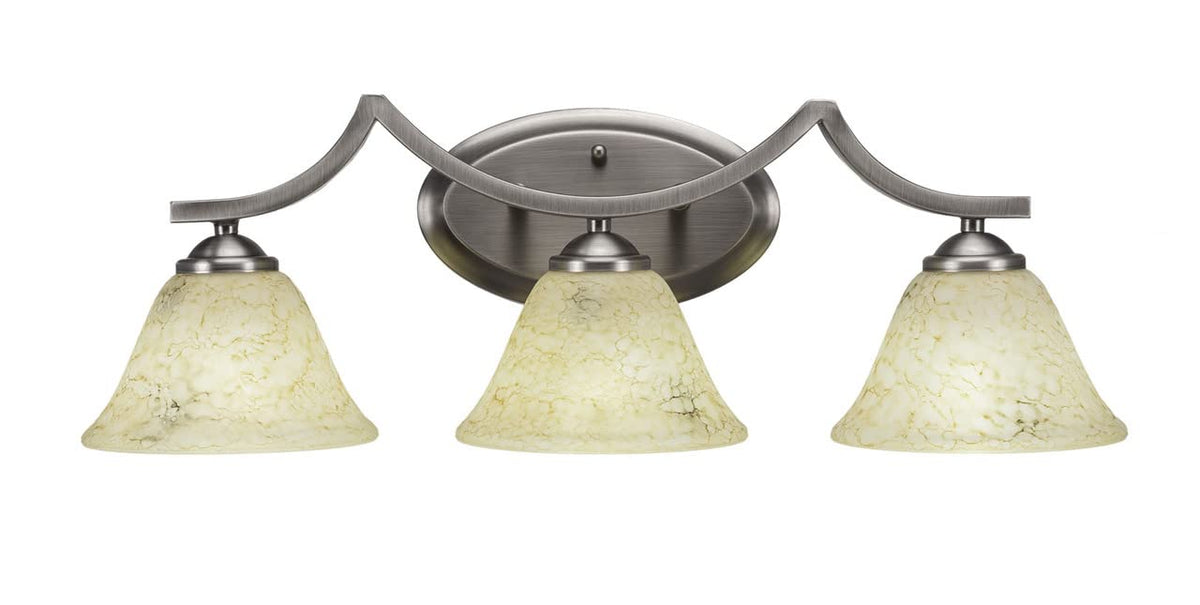 Toltec Lighting 553-Gp-508 Zilo 3 Light Bath Bar With 7&quot; Italian Marble Glass