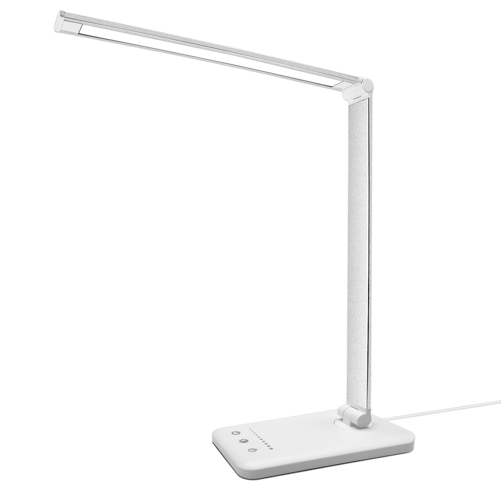 HMFUNTM LED Desk Lamp with USB Charging Port, 5 Color Modes, 10 Dimmable Brightness Levels, Eye-Caring Reading Light, Touch Cont