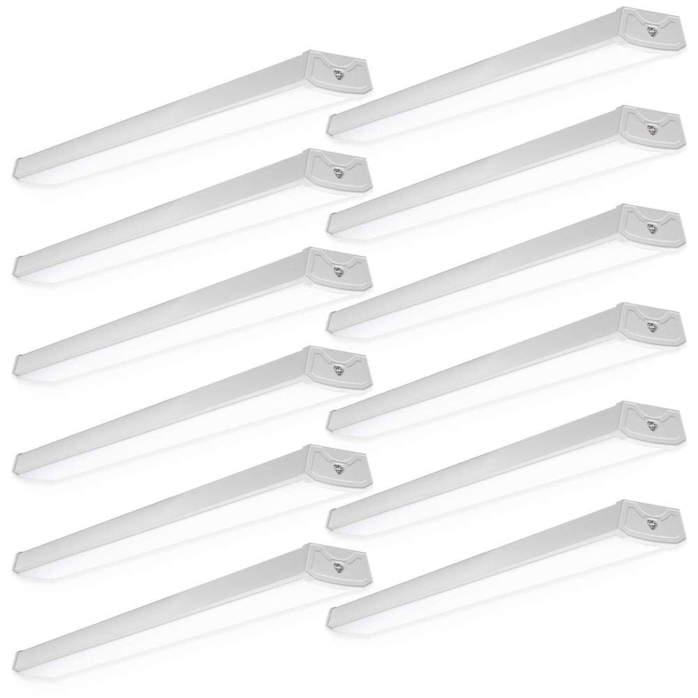 Sunco 12 Pack 4Ft Led Shop Light Wraparound Light Fixture, Garage Ceiling Lights, Linkable, 3500 Lm, 40W=300W, 5000K Daylight, Hardwired, Surface Mount, Workshop Utility Light Etl