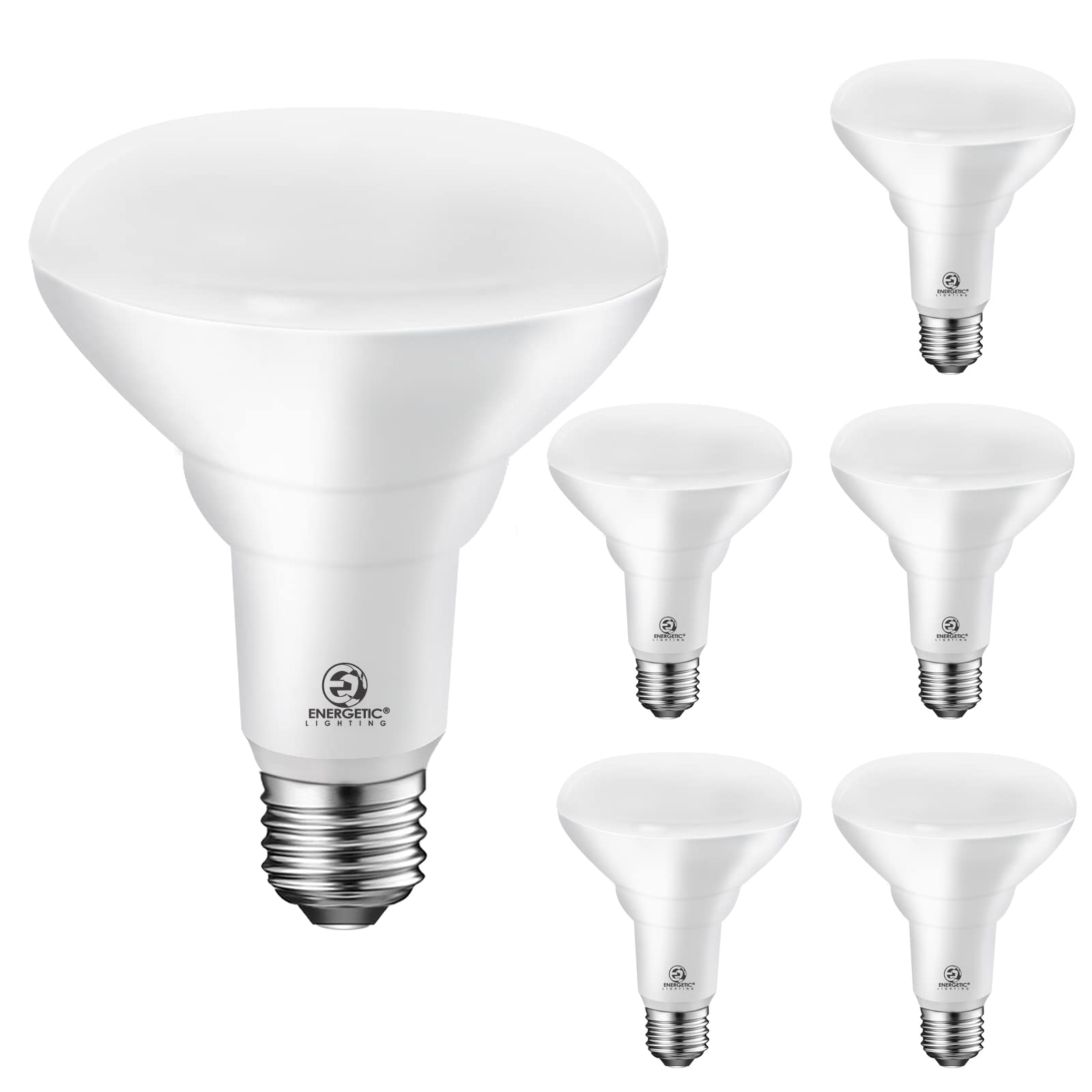 ENERGETIC SMARTER LIGHTING LED Flood Light Bulbs, 65W Equivalent, Dimmable, Daylight 5000K, 6 Count, Plastic & Metal