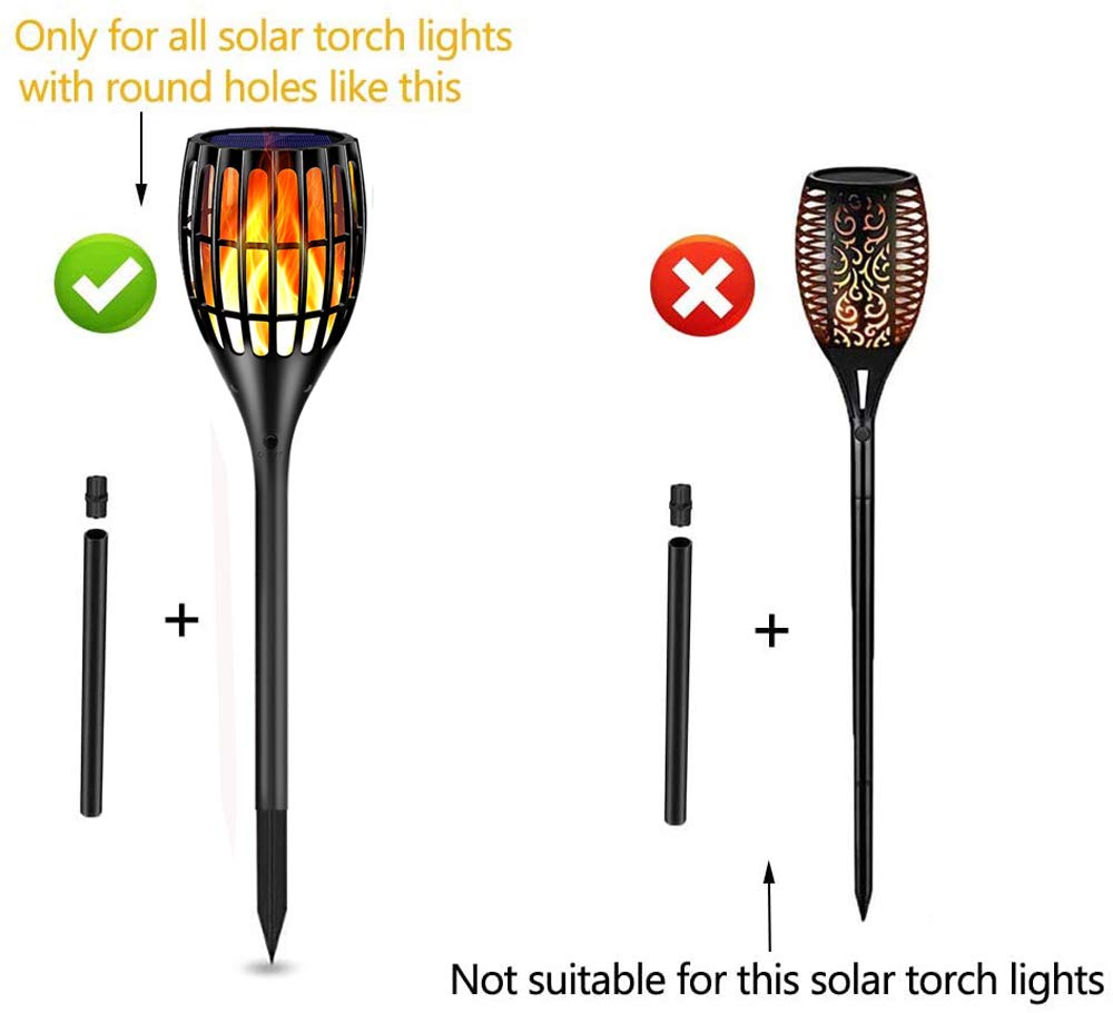 Ollivage Plastic Pole Extension Kits for Solar Flame Torches, 12in Extension, 4 Pack, Model OV-S-Plastic Pole