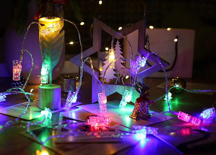 Magnoloran 40 LED Photo Clip String Lights, Remote Operated, 14ft Multicolor Fairy Lights for Home, Halloween, Christmas Decor