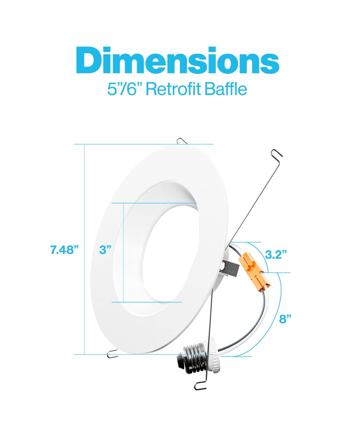 Sunco Lighting 96 Pack 5/6 Inch Led Can Lights Retrofit Recessed Lighting, Baffle Trim, Dimmable, 4000K Cool White, 13W=75W, 1050 Lm, Damp Rated, Replacement Conversion Kit, Ul Energy Star