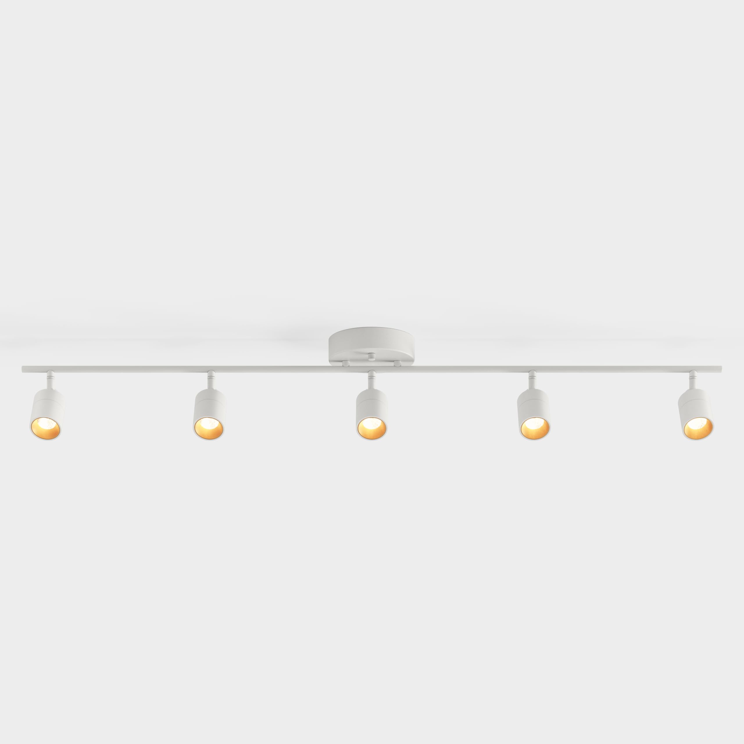 Shura White 5-Light Track Light with Adjustable Heads, Integrated LED Bulbs, 4 ft. Track Lighting Kit Ceiling Light, 3000k, 2450