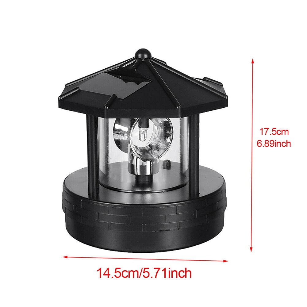 Erthree Garden Solar Lights - Outdoor LED Lighthouse, Waterproof, Rotatable, Free Size, Black - L