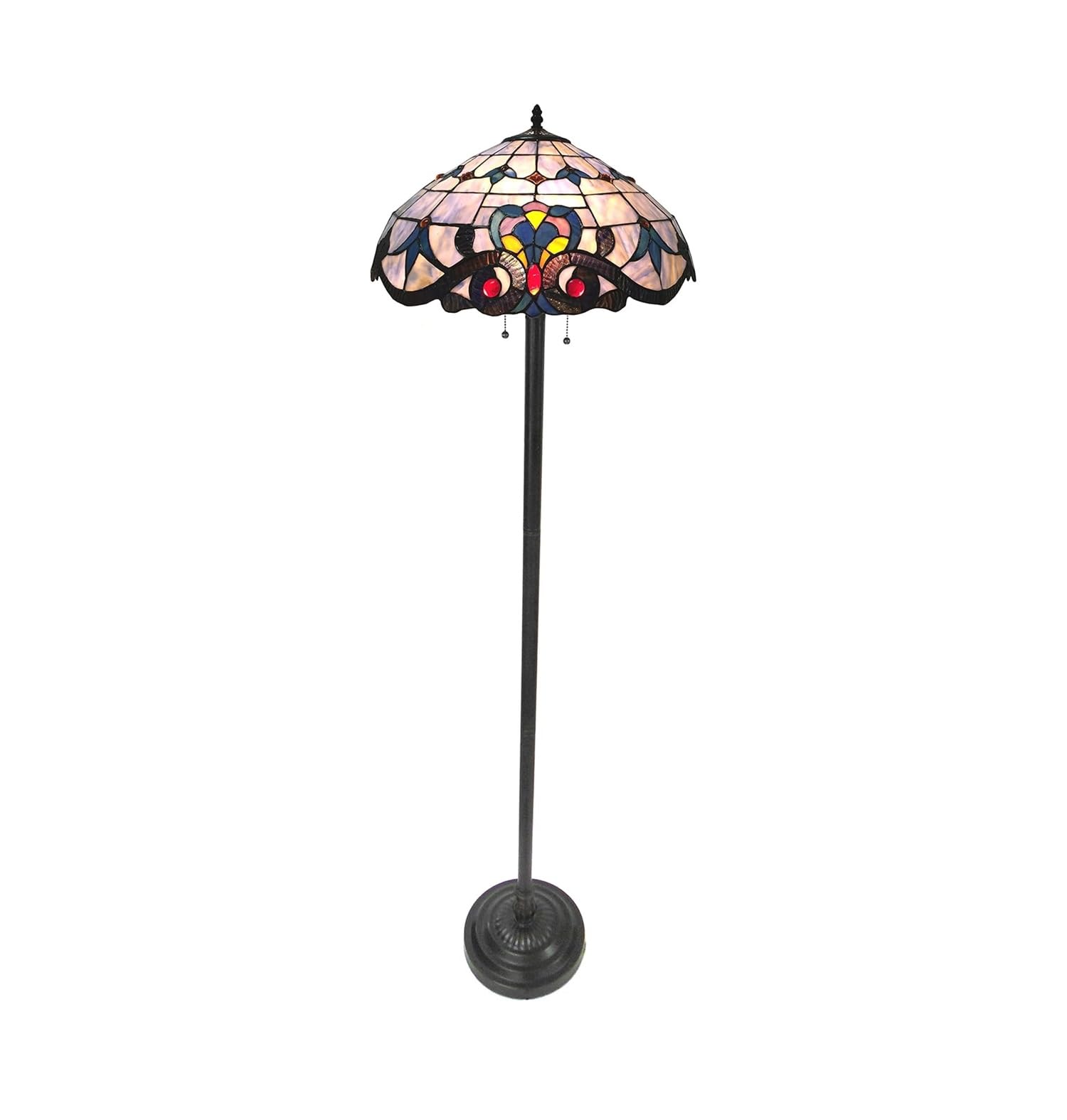 Victorian-style 2-Light Dark Antique Bronze Finish Floor Lamp 18 Shade