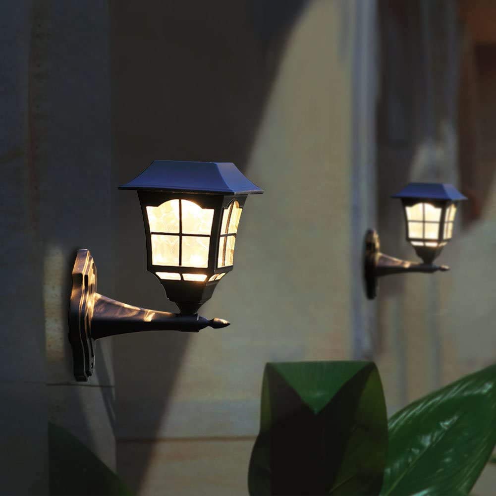 Maggift 2 Pack Solar Wall Lantern Outdoor Waterproof 15 Lumens Solar Sconce Light Fixture With Wall Mount Kit For Front Door Fen