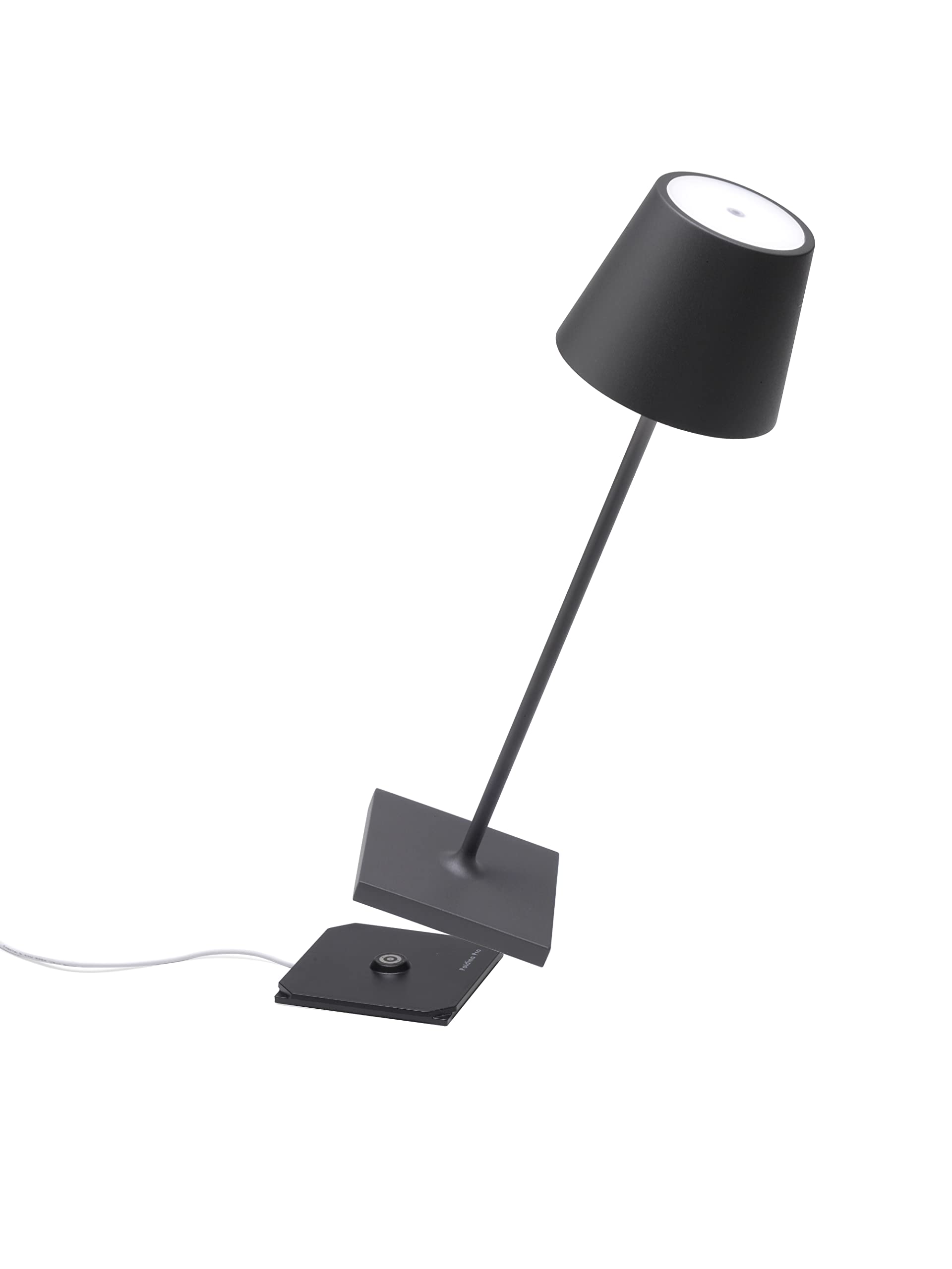 Zafferano Poldina Pro Rechargeable Table Lamp, Touch Controls, Dimmer, 14.9in Height, Dark Gray, Model LD0340N4