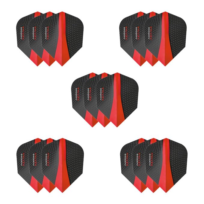 Harrows Retina Dart Flights - 100 Micron, 5 Sets (15 Flights Total) - enhanced Extra Strong - Red - Model AM1036