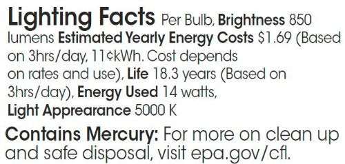 Tcp 5801450K Cfl Spring Lamp - 60 Watt Equivalent (Only 14W Used!) Daylight (5000K) Trustart Spiral Light Bulb
