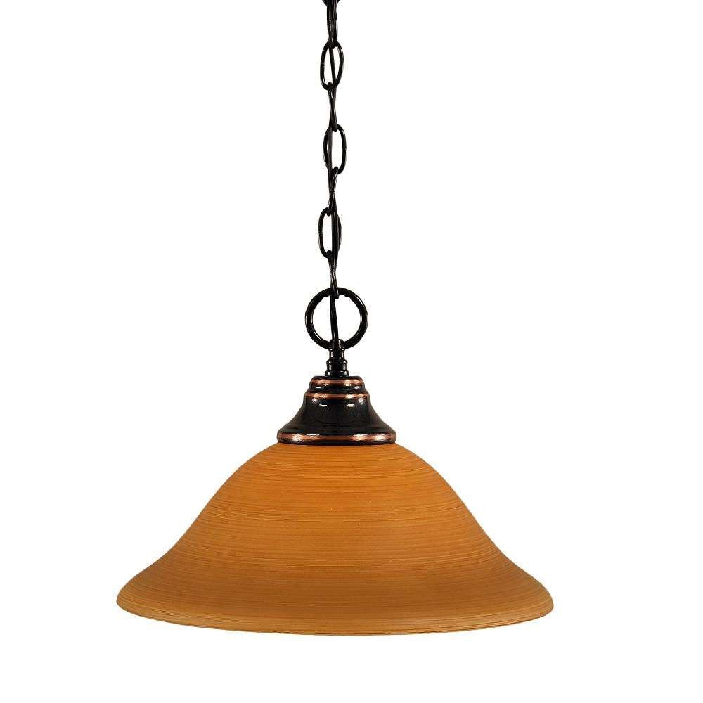 Toltec Lighting 10-Bc-624 Chain Hung Pendant With 12&quot; Cayenne Linen Glass, Black Copper Finish
