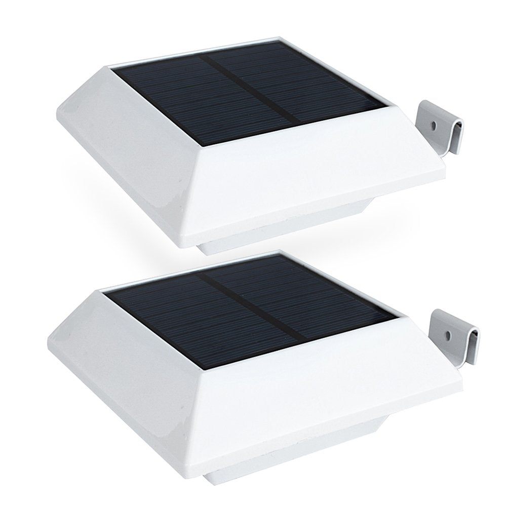 Hoshine Solar Gutter Lights, Motion Sensor, LED, Waterproof, 2 Pack, White, Model HS001
