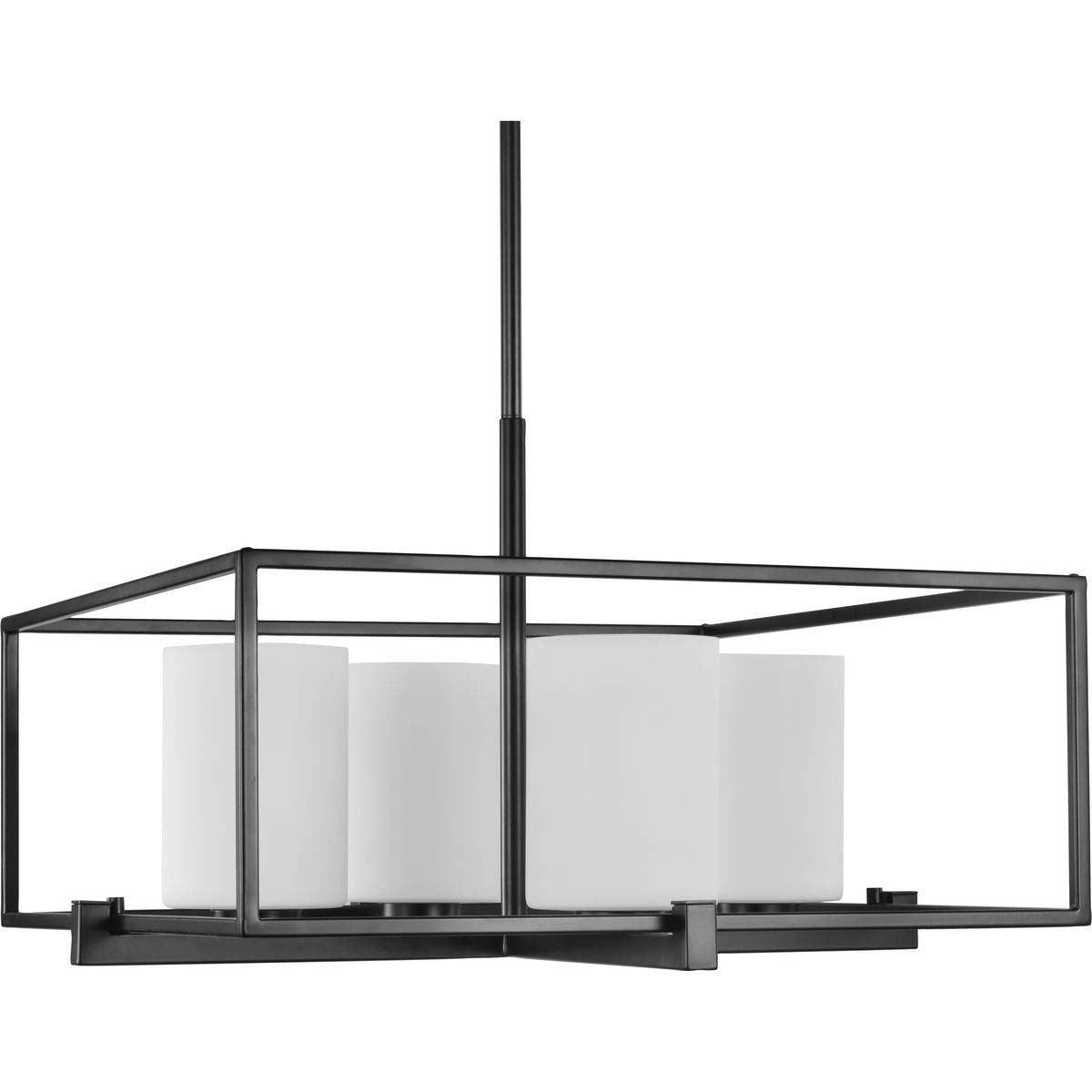 Progress Lighting Chadwick Collection 4-Light Etched Opal Glass Modern Chandelier Light Matte Black