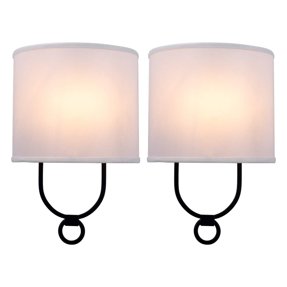 VILUXY Modern Wall Sconces 2 Pack, White Fabric Shade, Metal, Ideal for Bedroom, Hallway, Entryway, Bathroom
