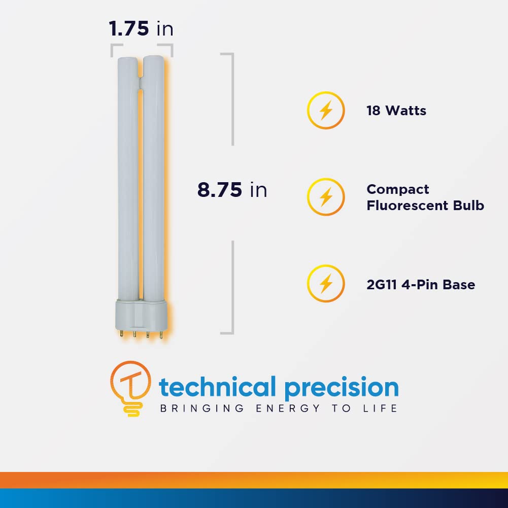 Technical Precision 18W Type B Replacement Bulb - 4 Pin for True Color Light, 18 Count Pack