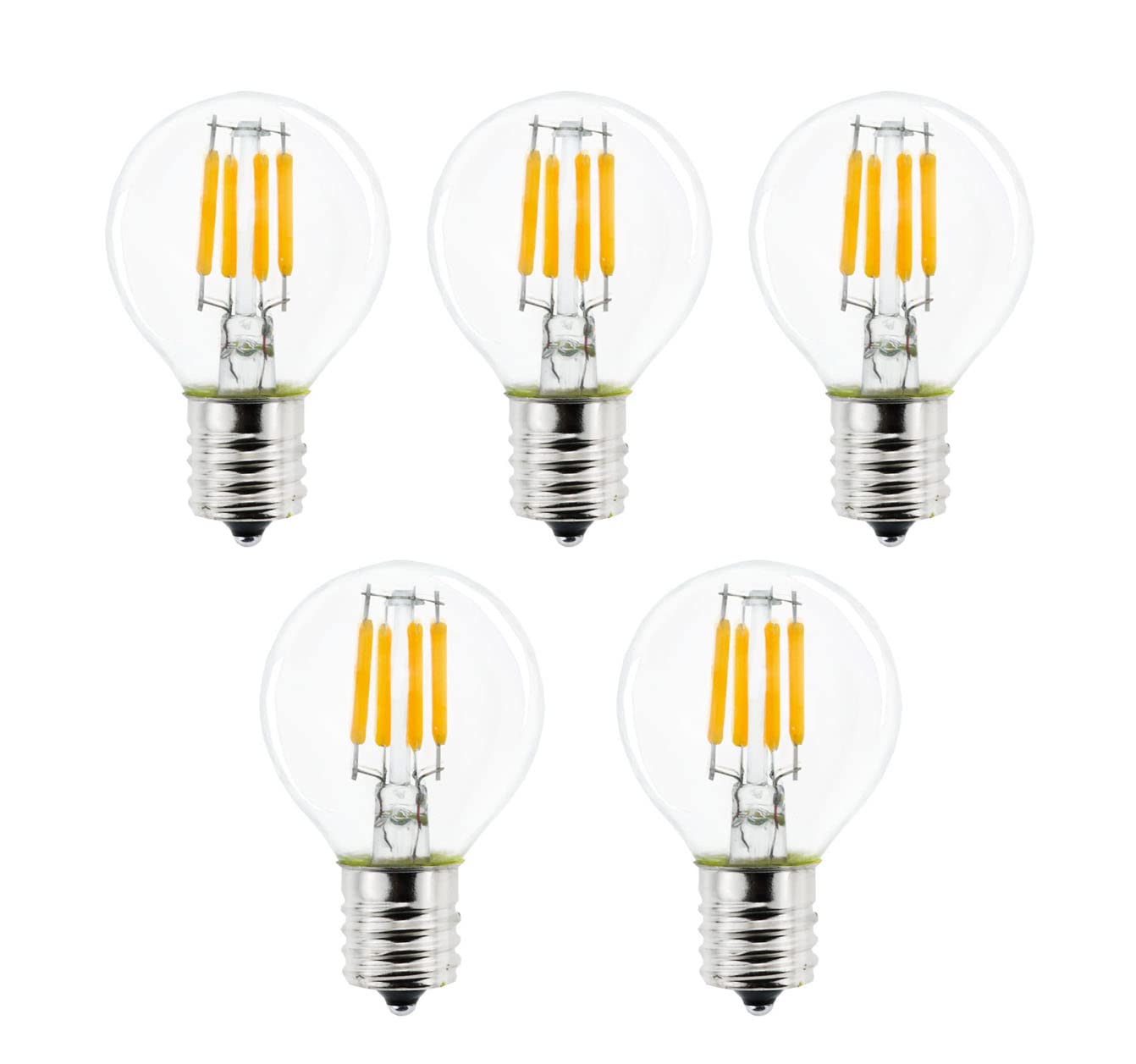 5-Pack E17 S11 Led Light Bulb,E17 Intermediate Base Mini Globe Bulb 4W Warm White 2700K,40 Watt S11 G40 Incandescent Bulb Replac