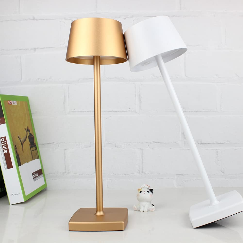 Seihoae Cordless Table Lamp - 6000mAh Rechargeable, IP54 Waterproof, Aluminum Alloy, Touch Dimming, 4W LED Warm Light, Gold