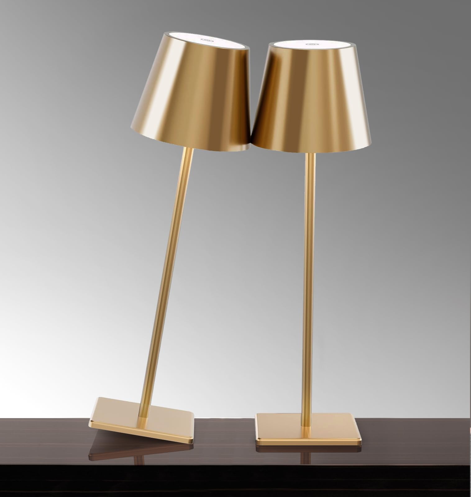 Nerefou 2 Pack Cordless Table lamp, 5200mAh Battery Operated Lamp,3 Color Stepless Dimming Desk Lamp,IP54 Waterproof Outdoor Tab