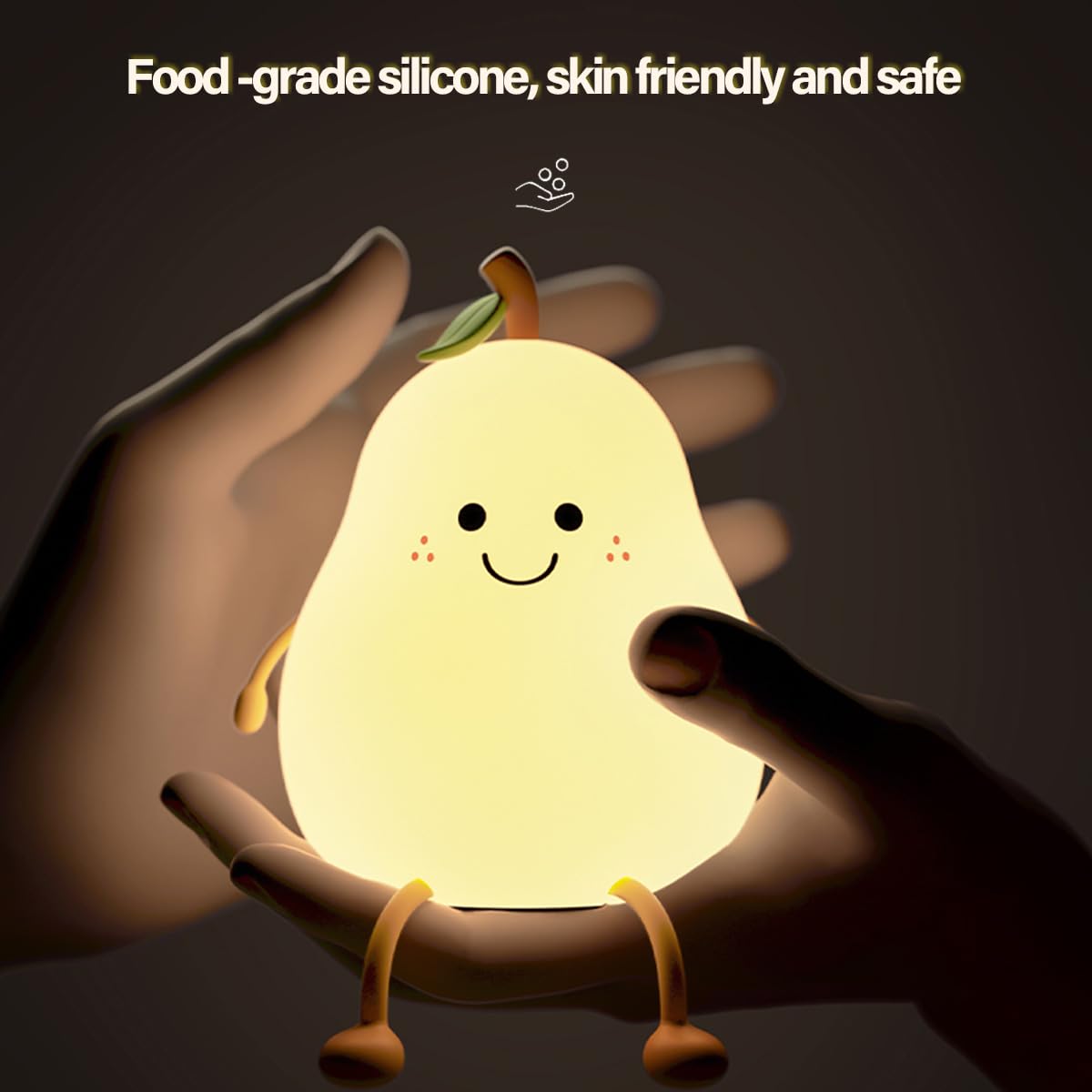 Myratts Led Cute Pear Night Light, Dimmable Nursery Lamps, Super Squishy Silicone USB Rechargeable Touch Control 7 Colors Night