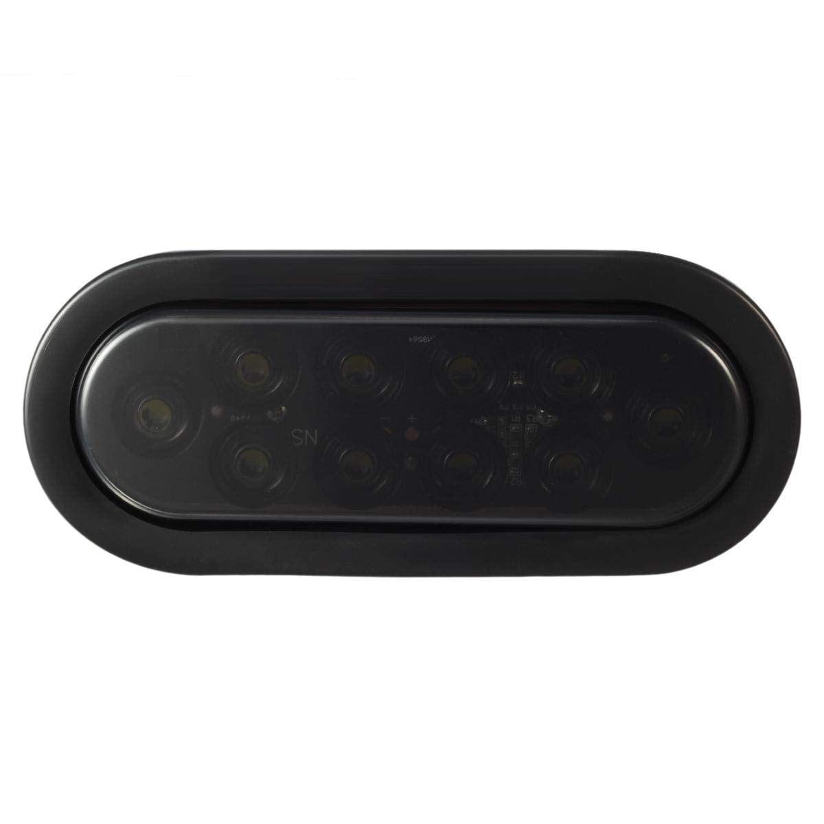 Partsam 2Pcs 6 Inch Oval Red Led Trailer Tail Lights 10 Diodes Smoke Lens Stop Brake Turn Lights Grommet And Pigtails Submersible 12V Sealed For Rv Trucks, 6 Oval Led Tail Lights Smoked