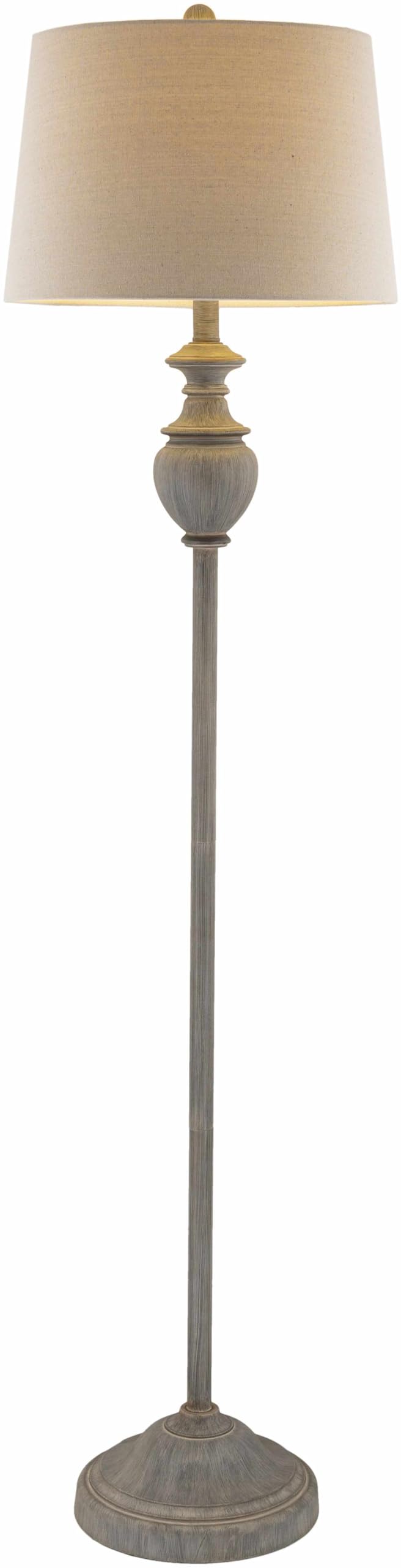 Boutiquerugs Binidayan Floor Lamp For Living Room - Boho Standing Lighting - Shade Linen - Cream, White - 59'' H