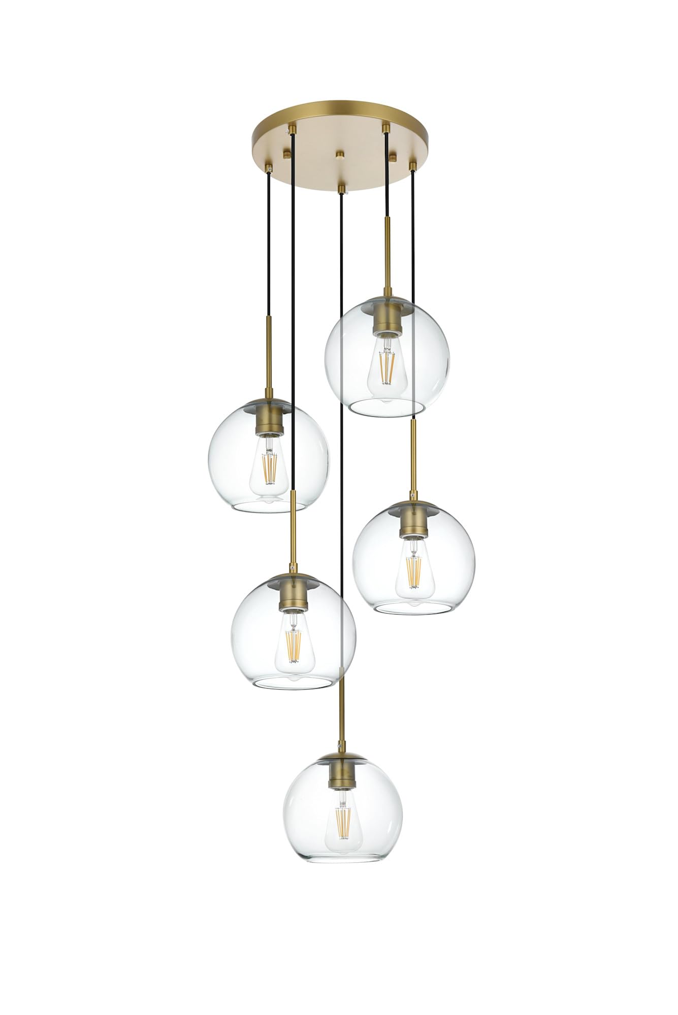 Living District Baxter 5-Light Metal Pendant In Chrome And Clear Finish