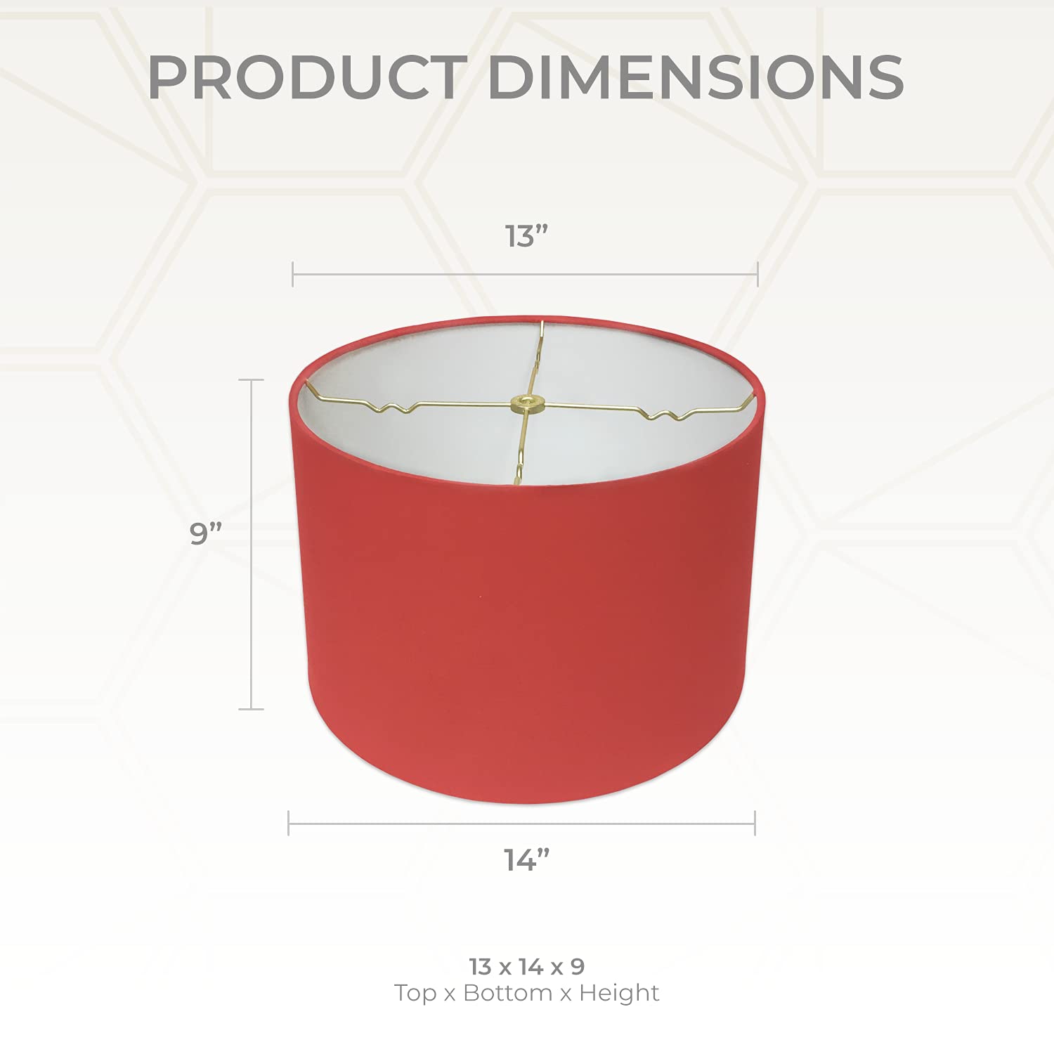 Royal Designs, Inc. Shallow Drum Lamp Shade HB-610-14RED, Silk, 13 x 14 x 9, Red