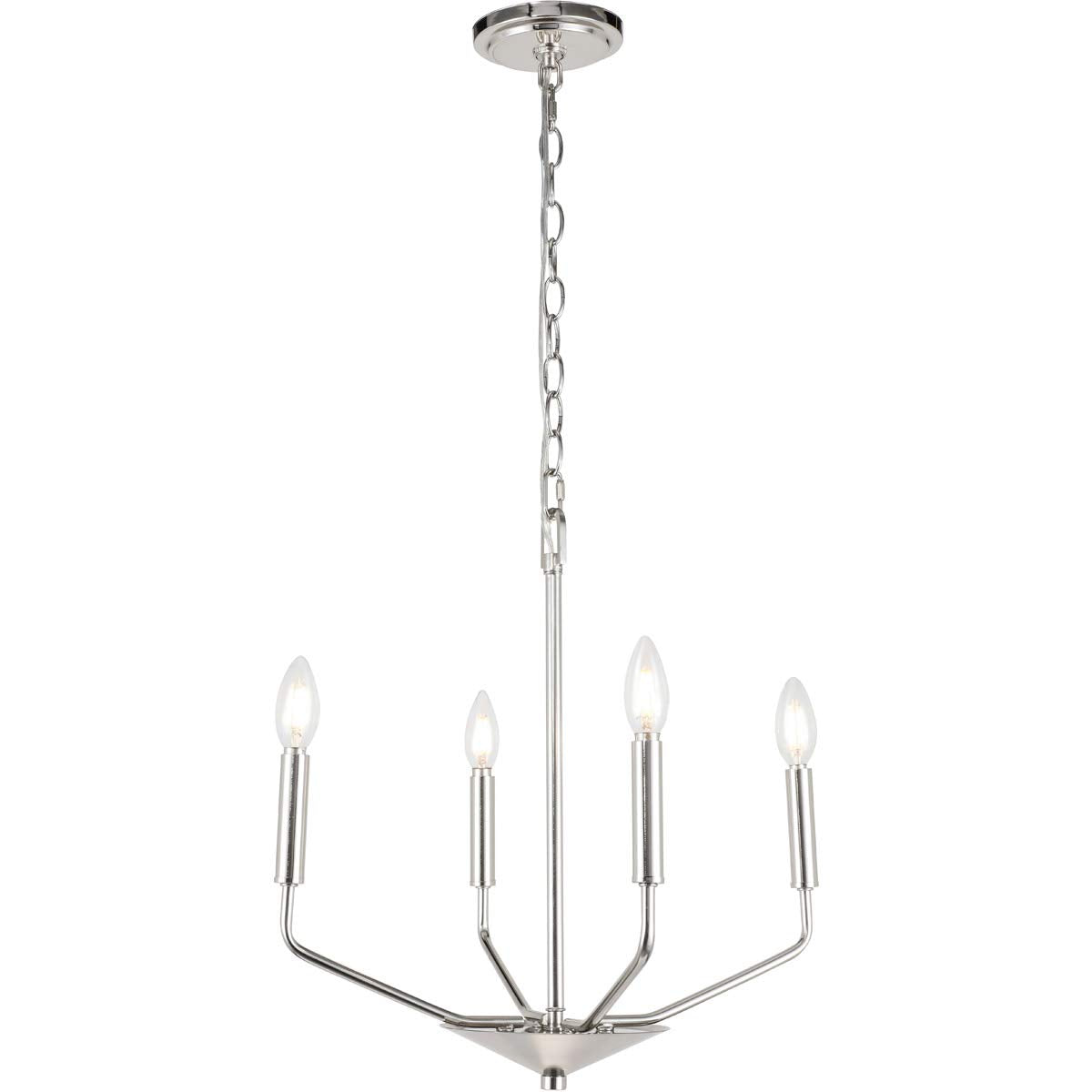 Living District Chrome 4-Light Pendant - Modern Metal Ceiling Fixture, 18&quot;W X 18&quot;H
