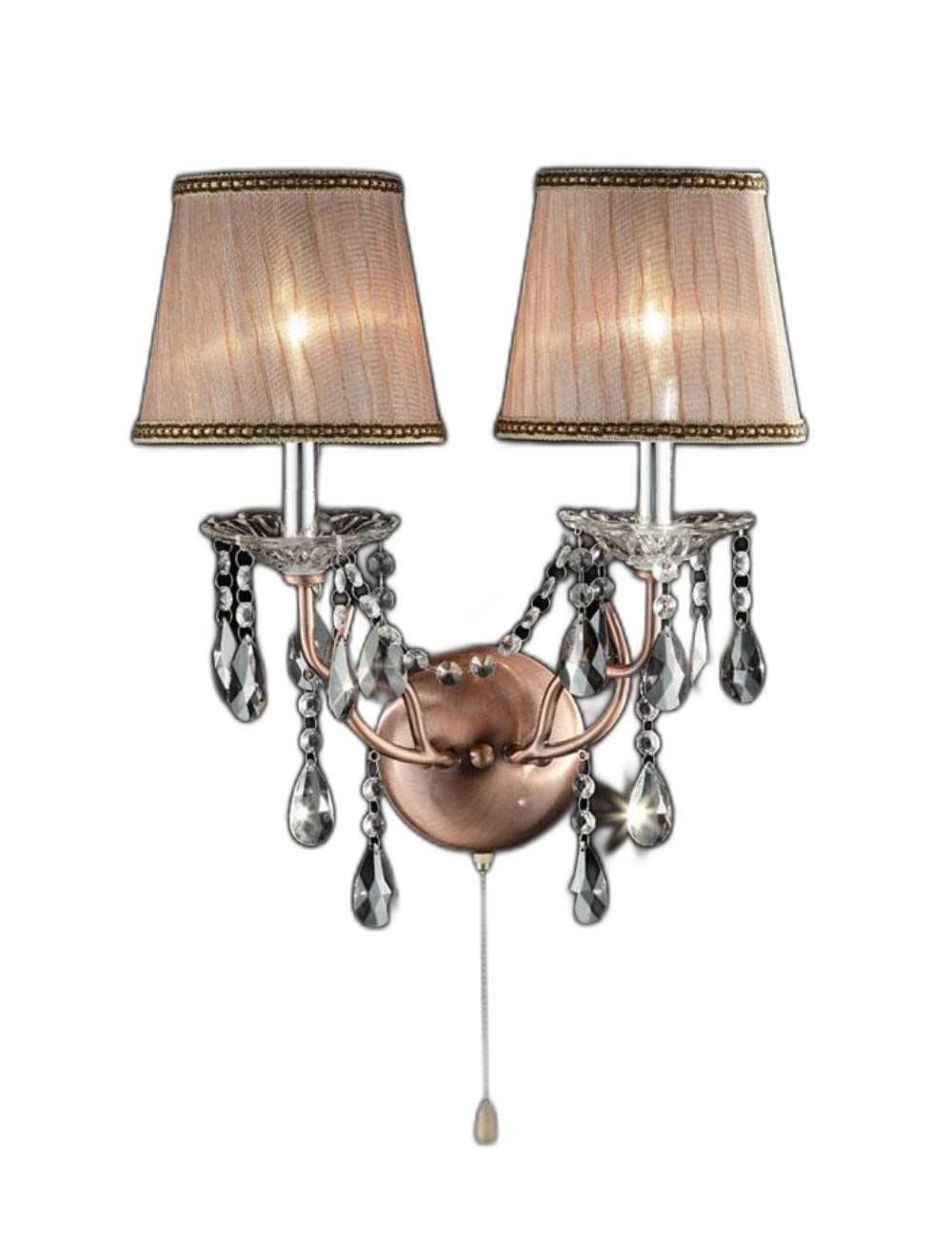 HomeRoots Wall Sconce - Silver and Pink Faux Crystal Dual Light, Glass Material