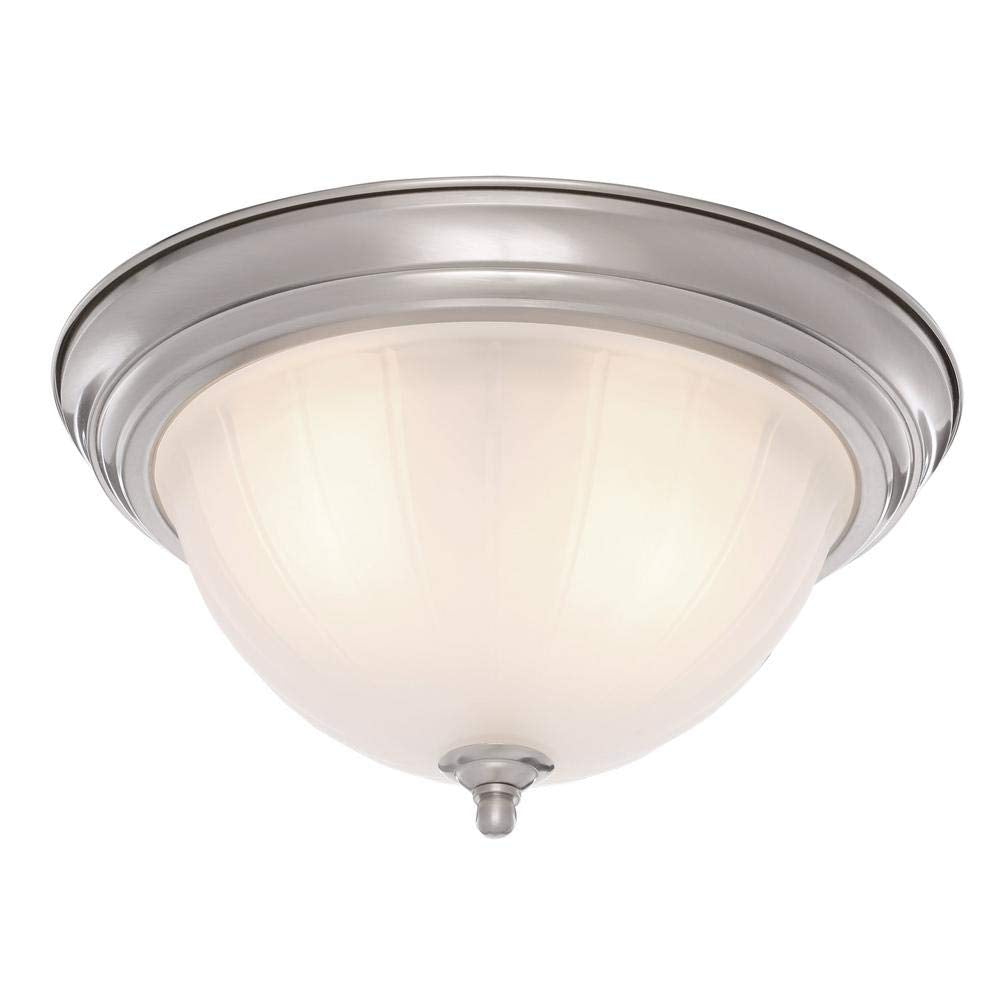 Progress Lighting P3817-09 2-Light Close-To-Ceiling With Etched Ribbed Glass, Brushed Nickel