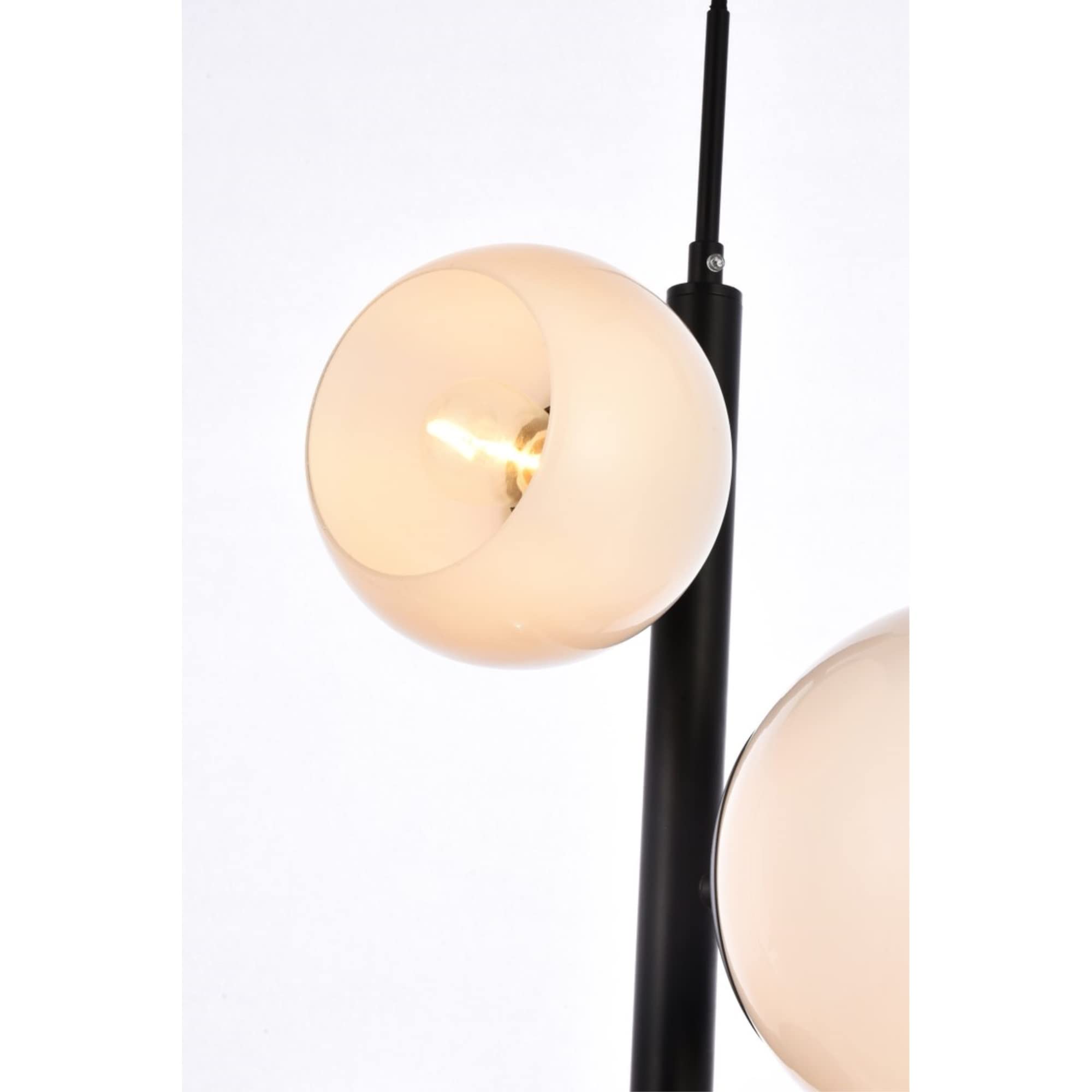 Elegant Lighting Living District Wells 18 inch Pendant in Black with White Shade