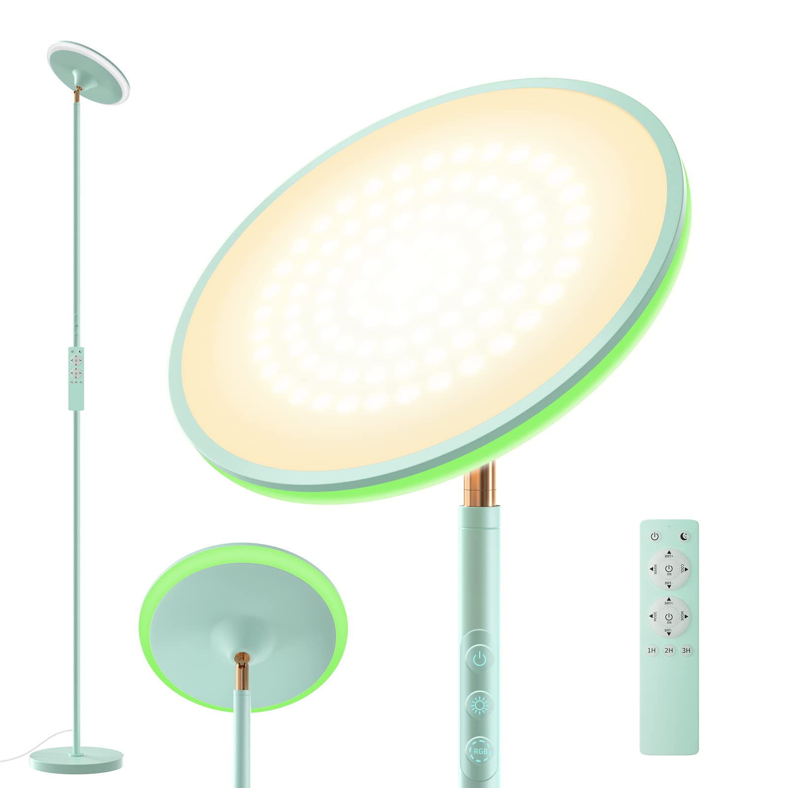 Floor Lamp, 42W 3700Lm Modern Torchiere Sky Led Lamps, Super Bright Tall Standing Pole Light With Remote, 4 Color Temperature, M