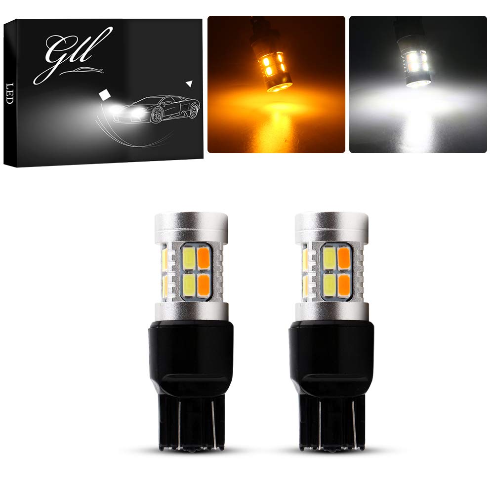 Grandview 7443 LED Light Bulbs 2-Pack, 400LM Amber/White Switchback, 12V, 5730 20SMD, 6500K-8000